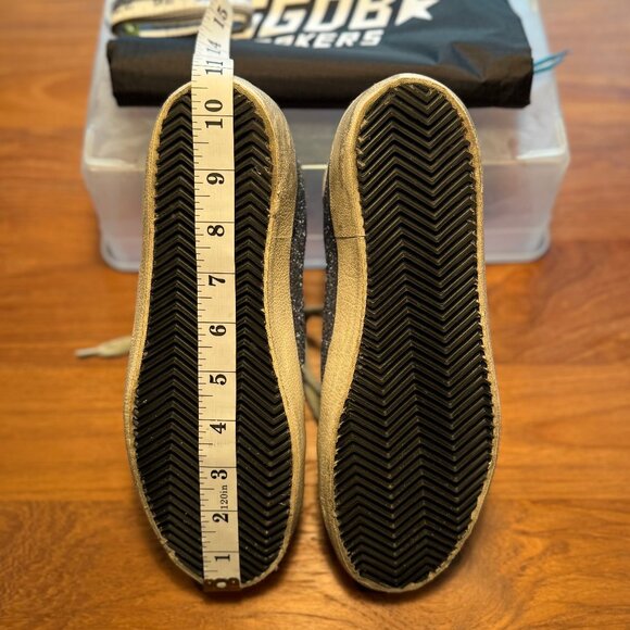 Golden Goose GGDB Women's Super Star Grey Glitter Sneakers with Blue Star EU 40 - Picture 8 of 10